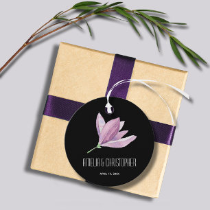 Thank You Purple Floral on Black  Favour Tags