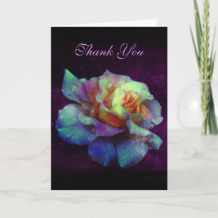 Thank You Purple Kiss Turquoise Rainbow Rose Card