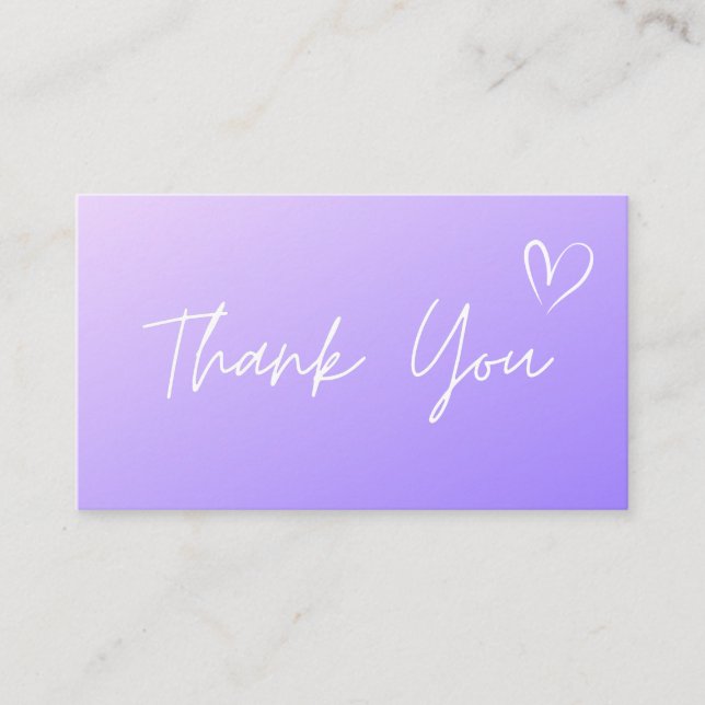 Thank You Purple Ombre Gradient Social Media Cute  Business Card (Front)