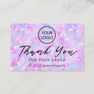 thank you purple opal background business card