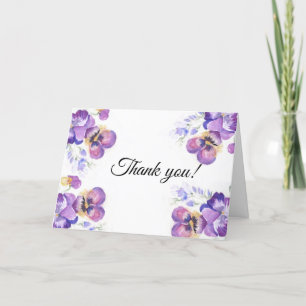 Thank you purple pansies floral card