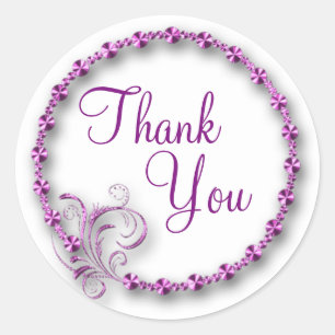 Thank You/Purple Swirl Classic Round Sticker