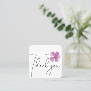 Thank you purple watercolor flower square business card