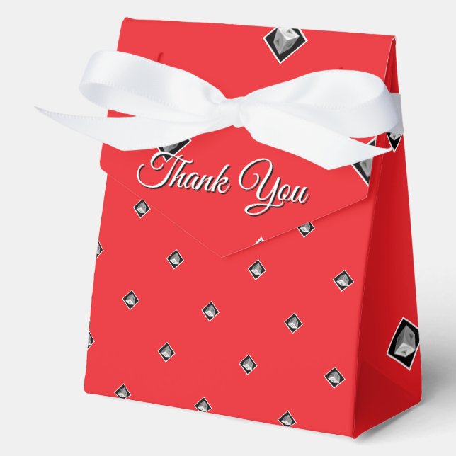 Thank You Pyramid Cube Repeat Red              Favour Box (Front)