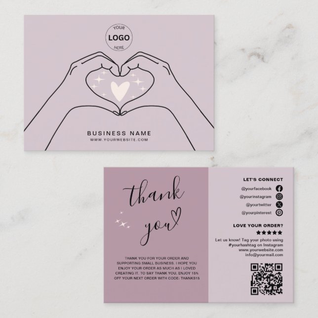 Thank You Qr Code Logo  Modern Social Media  Business Card (Front/Back)