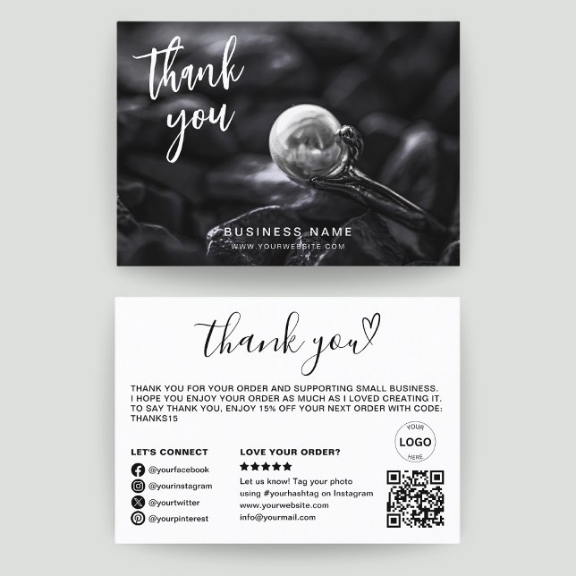 Thank You Qr Code Logo Photo Modern Business Card (Creator Uploaded)