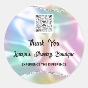 Thank You Qr Code Online Shop Instagrams Holograph Classic Round Sticker