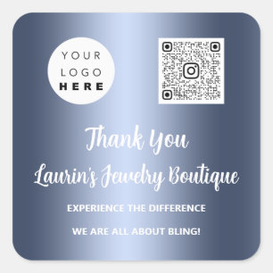 Thank You Qr Code Online Shop Instagrams Logo Blue Square Sticker
