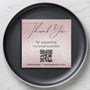 thank you qr code small business minimalist pink  card