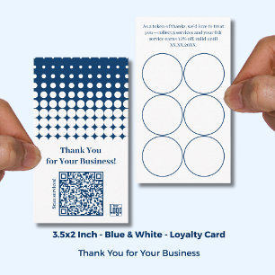 Thank You QR Code - White Blue Small Business Loyalty Card