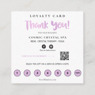 *~* Thank you QR Rewards Pink Hearts Black Loyalty Card