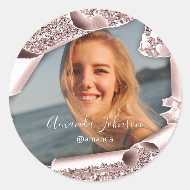 Thank You QUINCEAÑERA Sweet 16th Rose Favour  Phot Classic Round Sticker (Front)