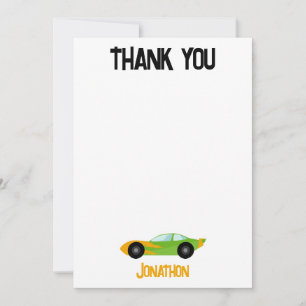 Thank you Racecar Birthday Party Kids Cars Card