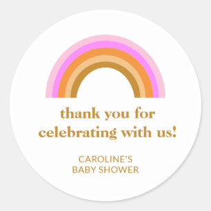 Thank You Rainbow Baby Shower Favor Custom Name Classic Round Sticker