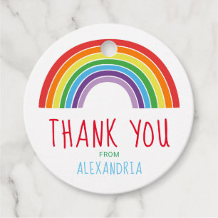 Thank You Rainbow Birthday Party Girls Colourful Favour Tags