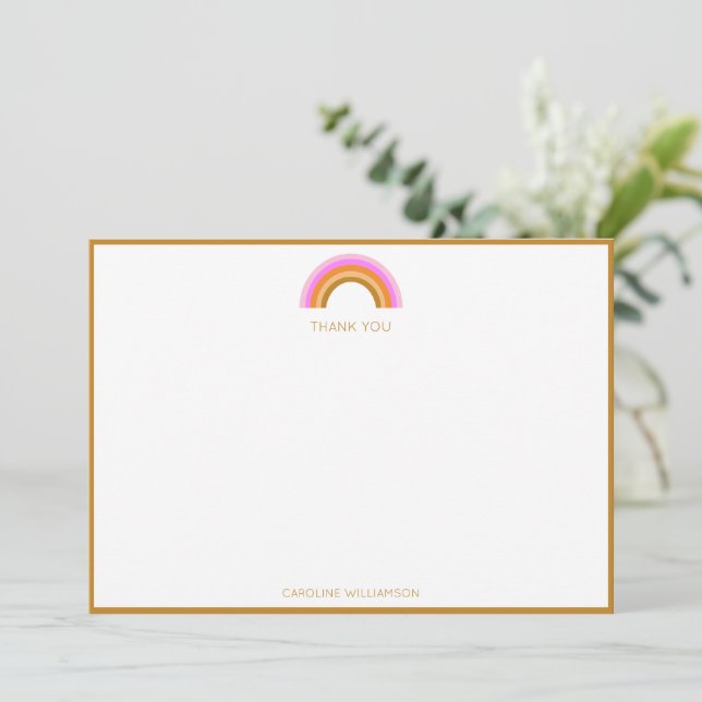 Thank You Rainbow Birthday Party Personalised Boho Card (Standing Front)