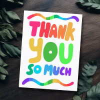 THANK YOU Rainbow Colourful Curvy Bubble Letters 