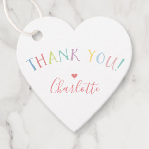 THANK YOU rainbow letters pretty pastel colours Favour Tags