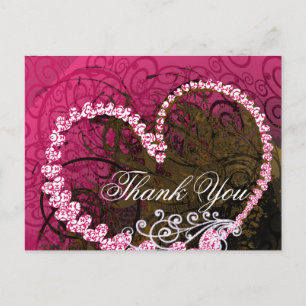Thank You Rasberry Hearts Postcard