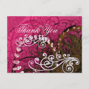 Thank You Rasberry Hearts - Postcard
