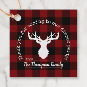 Thank You Red and Black Buffalo Plaid Favour Tags
