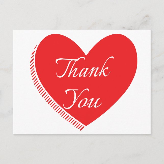 Thank You Red And White Heart Love Postcard (Front)