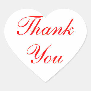 Thank You Red And White Heart Wedding Love Sticker