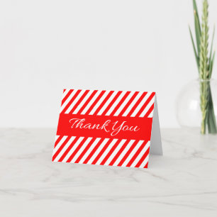 Thank You Red And White Stripes - Wedding Party Card