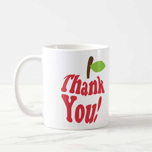 Thank You Red Apple Typography Teachers Mug (Left)