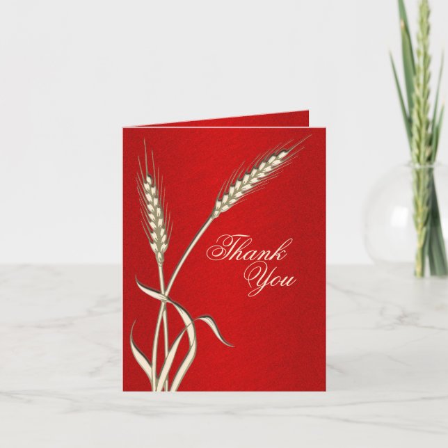 "Thank you" red cream wedding template (Front)
