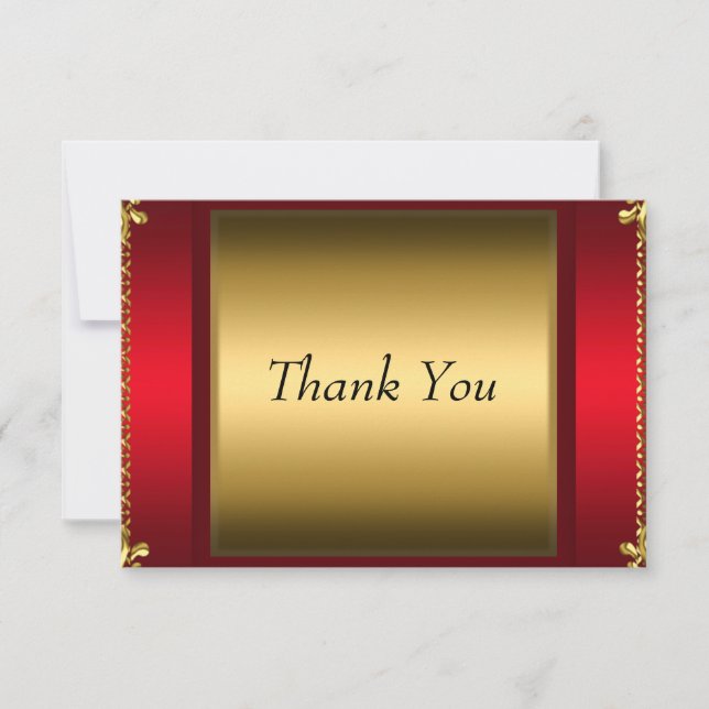 Thank You Red Gold Thank You Card (Front)