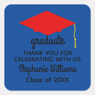 Thank You Red Graduation Cap #1 Stickers