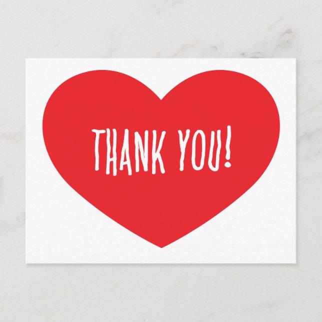 THANK YOU RED HEART APPRECIATION LOVE FRIENDSHIP S POSTCARD (Front)