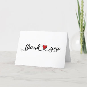 Thank You Red Heart On White Card