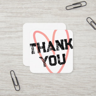 Thank You Red Heart Street Style Square Business Card