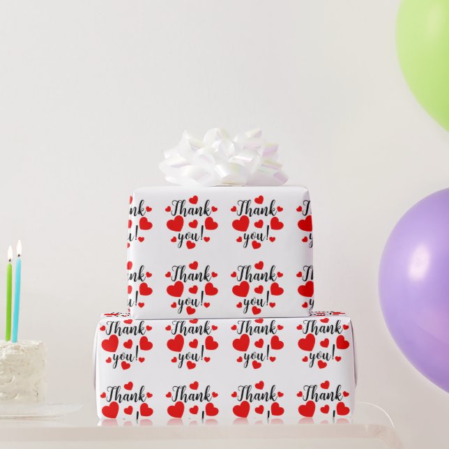 Thank you Red Hearts Wrapping Paper (Party Gifts)