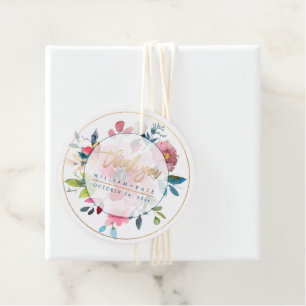 Thank You, Red Ombre Roses Favour Tags