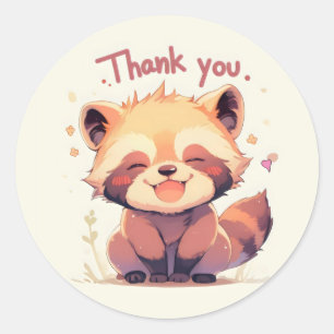 Thank You Red Panda Anime Classic Round Sticker