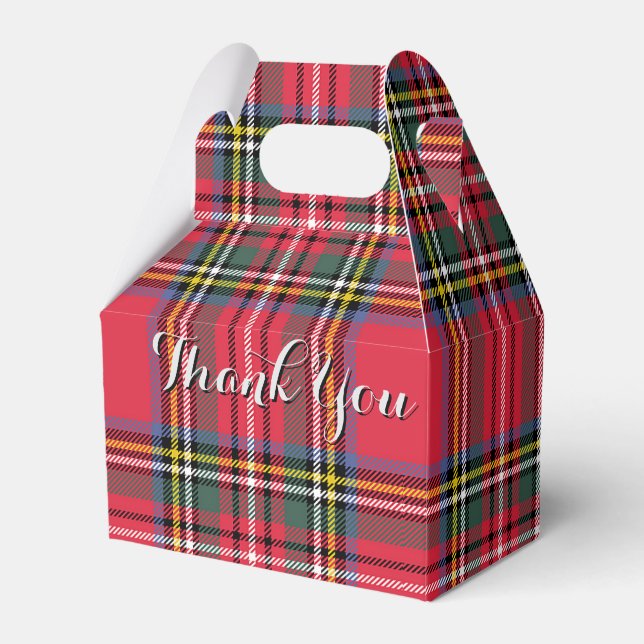  Thank You  Red Plaid Gable Favour Box (Front Side)