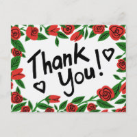 THANK YOU Red Roses Frame Floral Custom