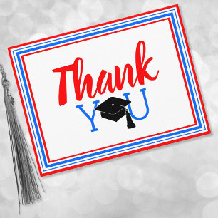 Thank You Red White and Blue School Colours Postcard