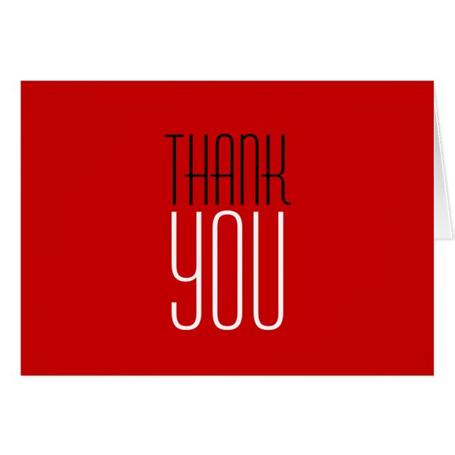 Thank You Red White Black Colour Greeting Card (Front Horizontal)