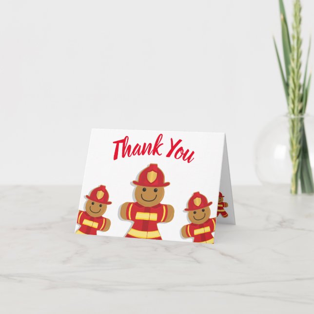 Thank You Red White Gingerbread Firefighters (Front)