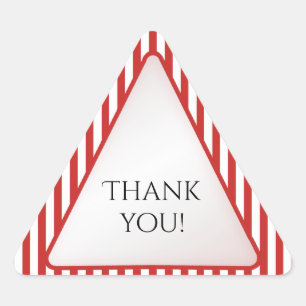 Thank You Red/White Stripe Geometric Triangle Sticker