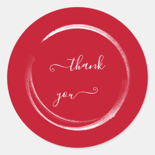 Thank You Red White Wedding Bridal Shower   Classic Round Sticker