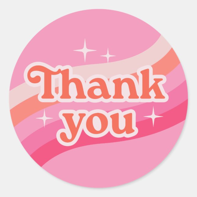 Thank You Retro 1970s Groovy Sticker (Front)