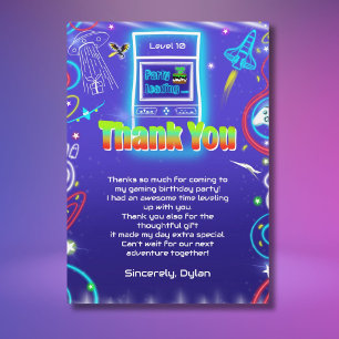 Thank You Retro Arcade Power Up Gaming Birthday Card