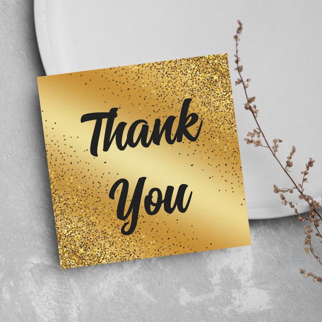 thank you,retro calligraphy, gold glitters wedding card (Creator Uploaded)
