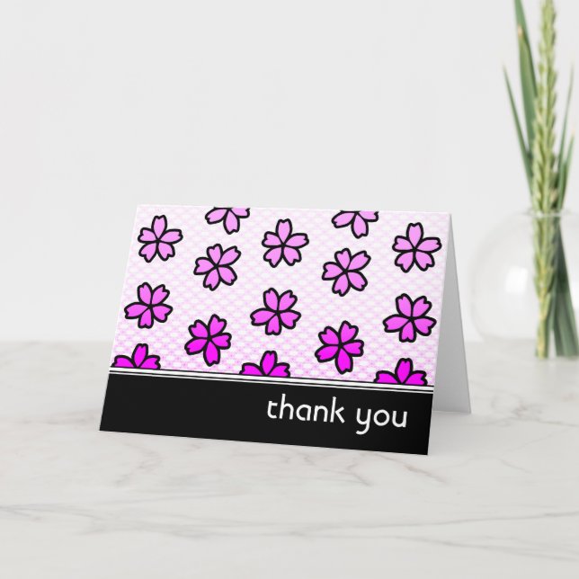 thank you : retro floral : card (Front)