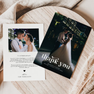 Thank You Retro Text Wedding Vertical Photo Card